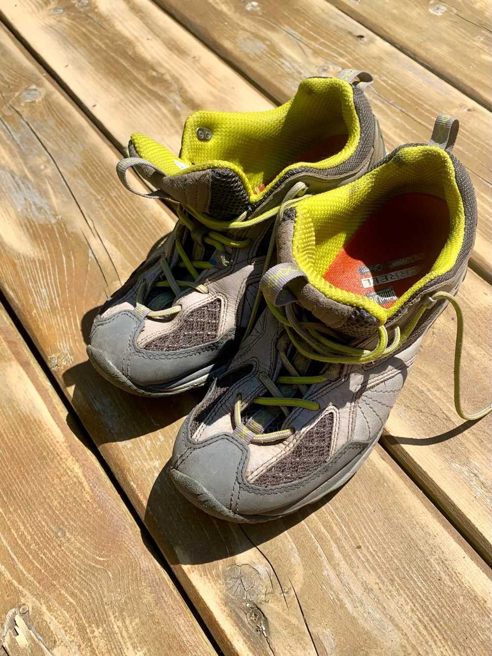 Merrell Gray with Lime Accent Hiking Shoes Vibram